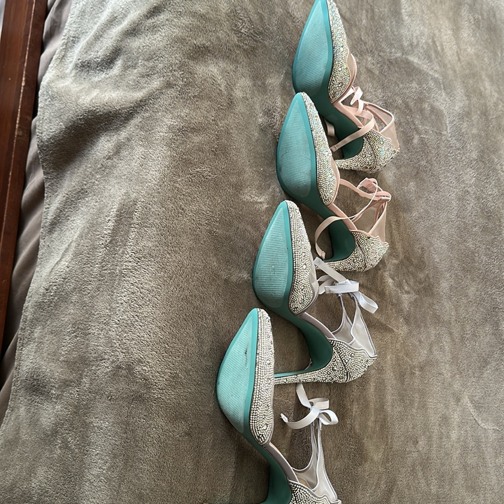 Betsey Johnson Silver Rhinestone Heels - Picture 10 of 11